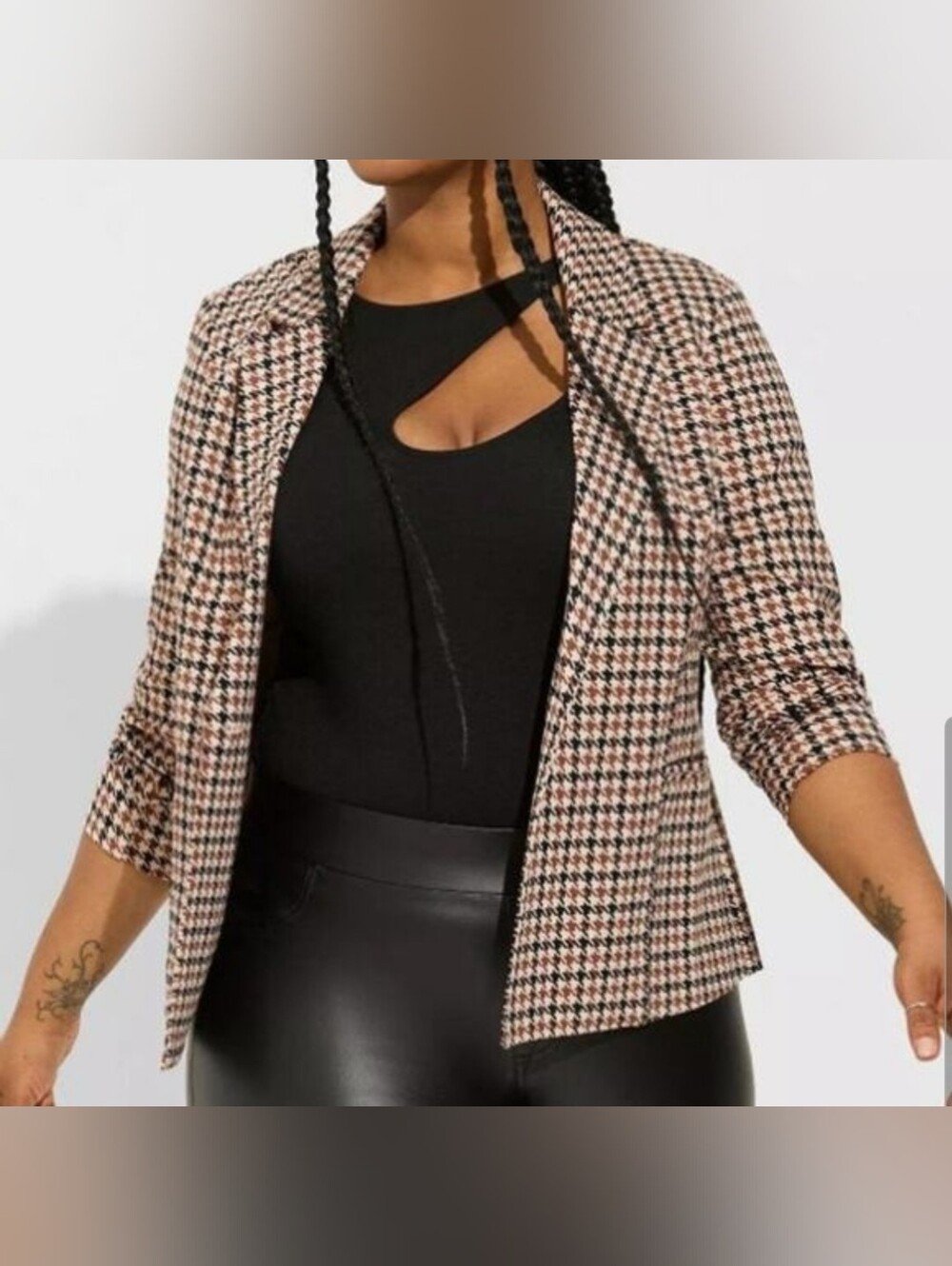 Torrid Studio Ponte Tailored Fit Houndstooth Blazer